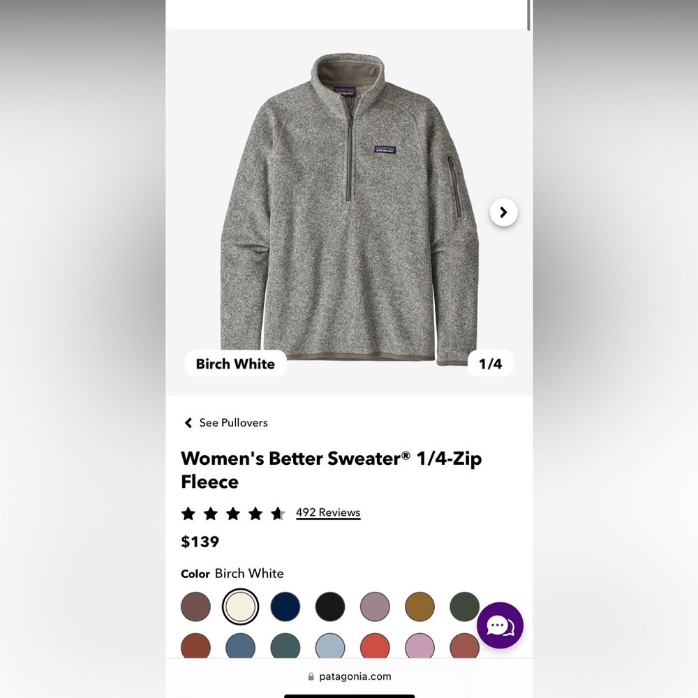 Patagonia Women's Better Sweater® 1/4-Zip Fleece - like new!